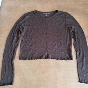 American Eagle Outfitters Black speckle Long Sleeve Top